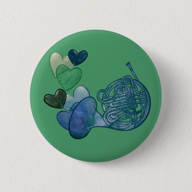 French Horn Band Music Class Button (Front)