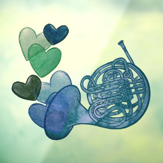 French Horn Band Music Class                       Window Cling