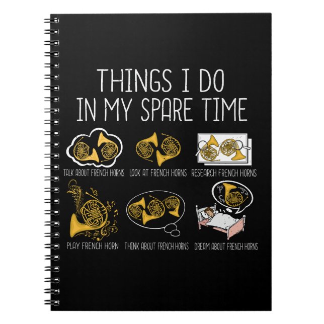 French Horn Big Band Orchestra Instrument Music Notebook (Front)