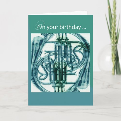 French Horn Birthday Card