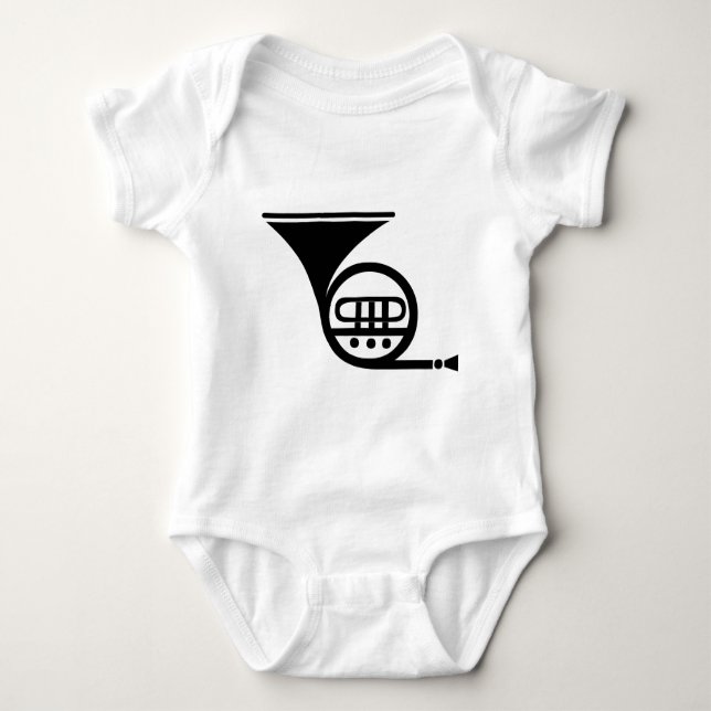 French Horn - Black Baby Bodysuit (Front)