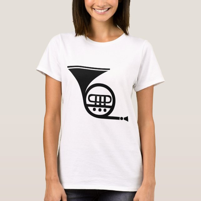 French Horn - Black T-Shirt (Front)