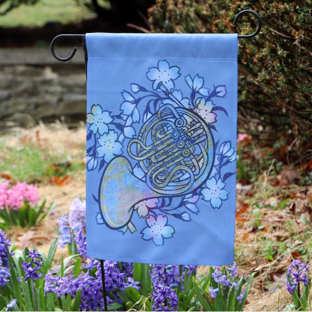 French Horn Blue Flowers Band Class                Garden Flag (Creator Uploaded)