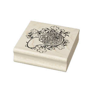 French Horn Blue Flowers Band Class Rubber Stamp