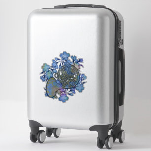French Horn Blue Flowers Band Class Sticker