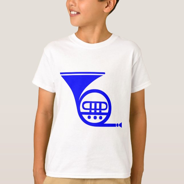 French Horn - Blue T-Shirt (Front)