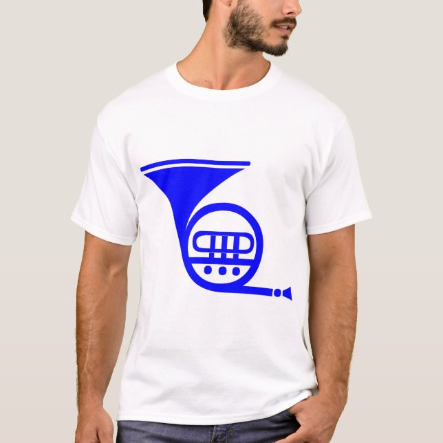 French Horn - Blue T-Shirt (Front)