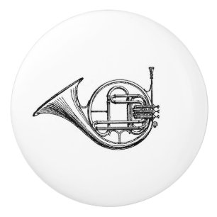 French horn brass instrument vintage musical art ceramic knob