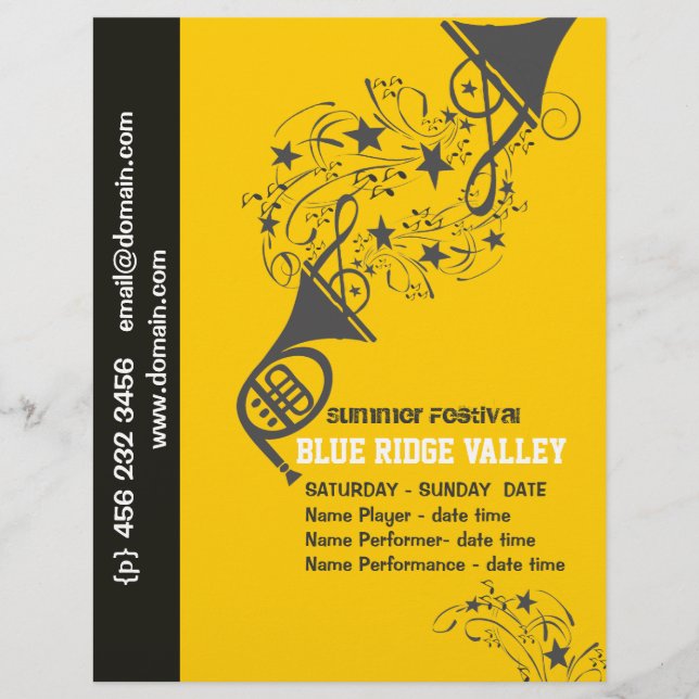 French Horn Brass Musicians Musical Music Festival Flyer (Front)