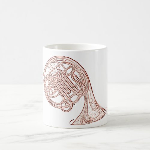 French Horn Brown Ink Drawing Mug