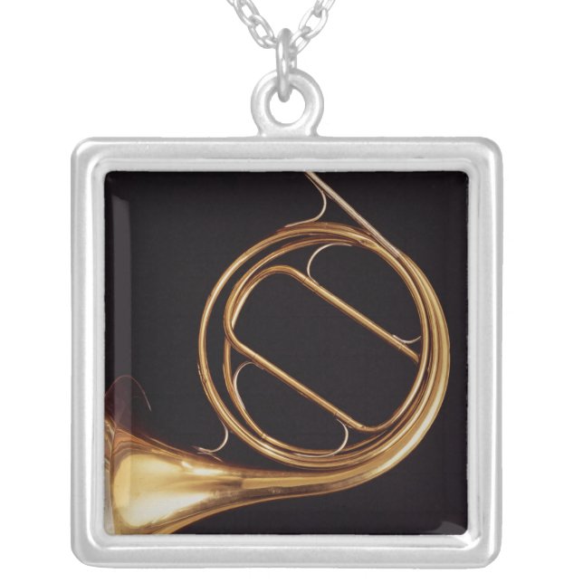 French Horn, by Marcel Auguste Raoux Silver Plated Necklace (Front)