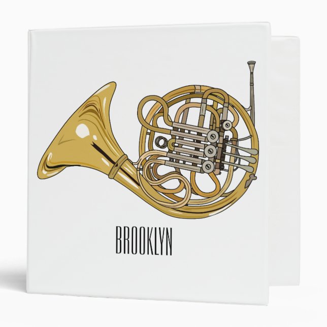 French horn cartoon illustration  3 ring binder (Front/Inside)