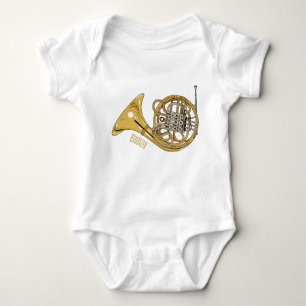 French horn cartoon illustration baby bodysuit