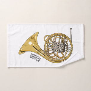 French horn cartoon illustration bath towel set