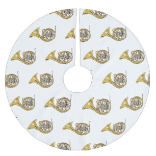 French horn cartoon illustration brushed polyester tree skirt
