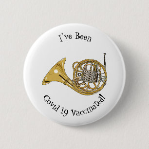 French horn cartoon illustration button