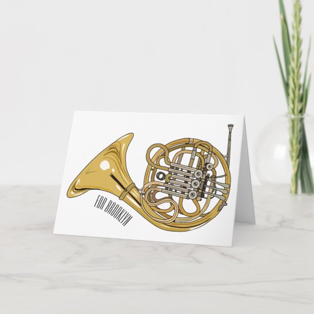 French horn cartoon illustration  card (Front)