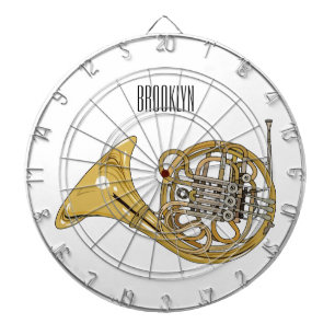 French horn cartoon illustration dart board