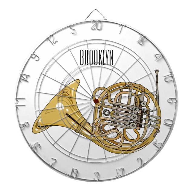 French horn cartoon illustration  dart board (Front)