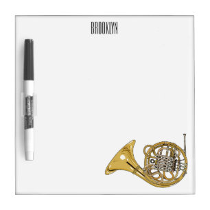 French horn cartoon illustration dry erase board