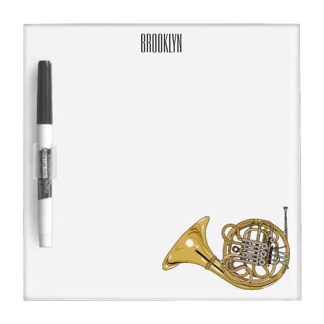French horn cartoon illustration  dry erase board (Front)