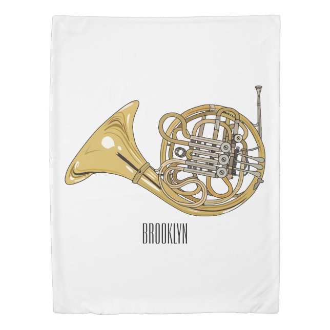 French horn cartoon illustration  duvet cover (Front)