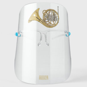 French horn cartoon illustration face shield