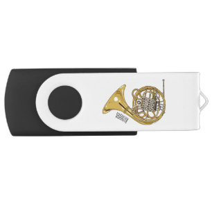 French horn cartoon illustration  flash drive