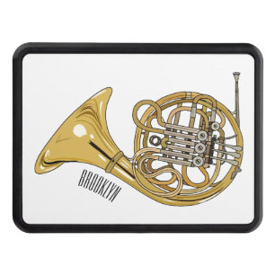 French horn cartoon illustration  hitch cover