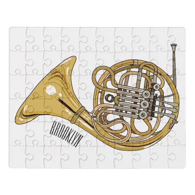 French horn cartoon illustration  jigsaw puzzle (Puzzle Horizontal)