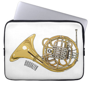 French horn cartoon illustration laptop sleeve