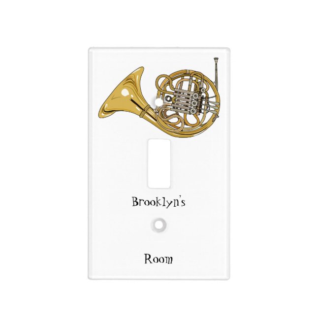 French horn cartoon illustration light switch cover (Front)