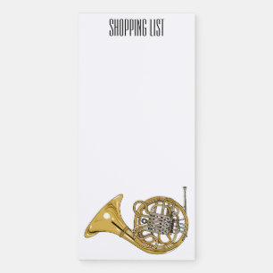 French horn cartoon illustration magnetic notepad