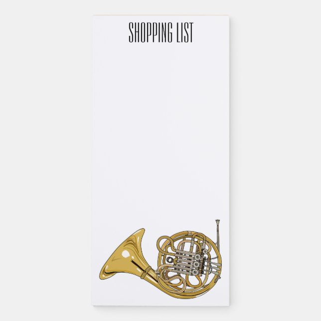 French horn cartoon illustration  magnetic notepad (Front)
