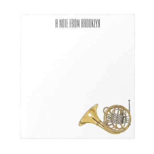 French horn cartoon illustration  notepad