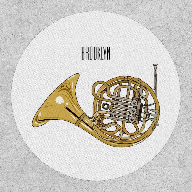 French horn cartoon illustration  patch (Front)