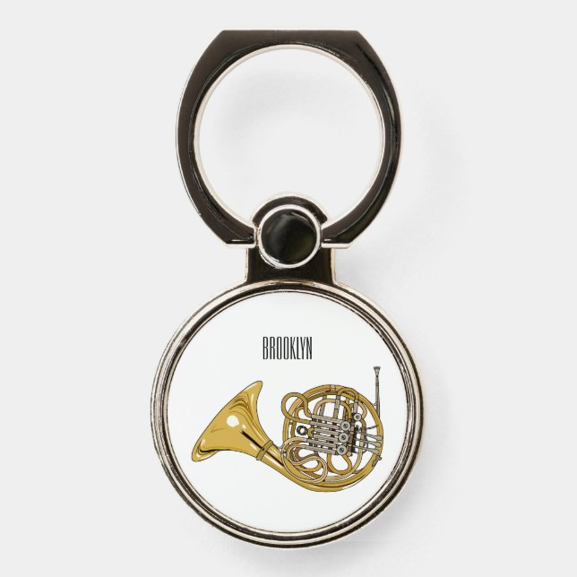 French horn cartoon illustration  phone ring stand (Front)