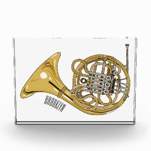 French horn cartoon illustration photo block