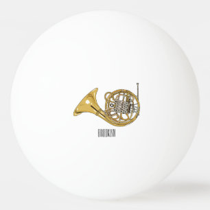 French horn cartoon illustration ping pong ball