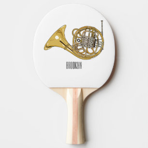 French horn cartoon illustration ping pong paddle
