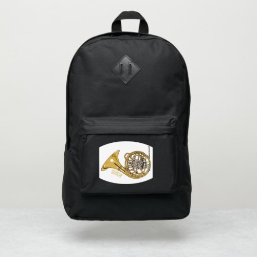 French horn cartoon illustration  port authority backpack