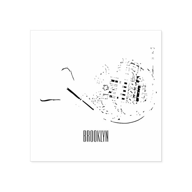 French horn cartoon illustration rubber stamp (Imprint)