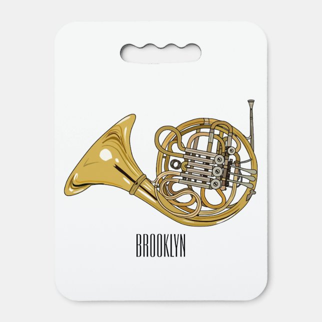 French horn cartoon illustration  seat cushion (Front Vertical)