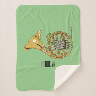 French horn cartoon illustration sherpa blanket