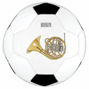 French horn cartoon illustration soccer ball