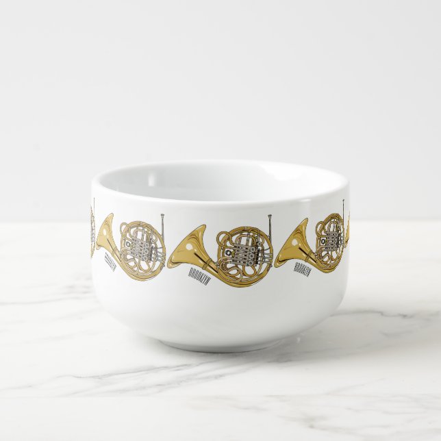 French horn cartoon illustration  soup mug (Front)