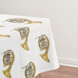 French horn cartoon illustration tablecloth