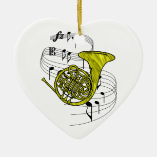 French Horn Ceramic Ornament