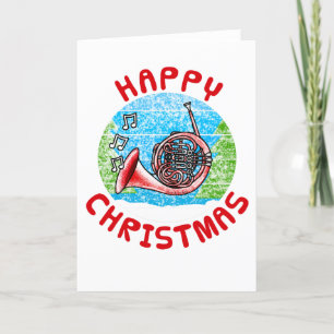 French Horn Christmas Card Hornist Brass Musician