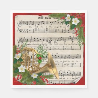 French Horn Christmas Sheet Music Napkins